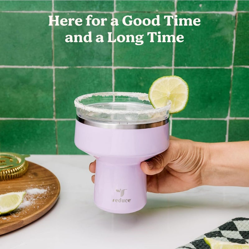 Reduce Saltini 16 oz Cocktail Tumbler - Insulated Margarita Tumbler with Lid - Keeps Drinks Cold for 10 Hours - 360 Sippable Martini Glass Alternative - Shatterproof, Perfect for Parties - Mojito - Image 5